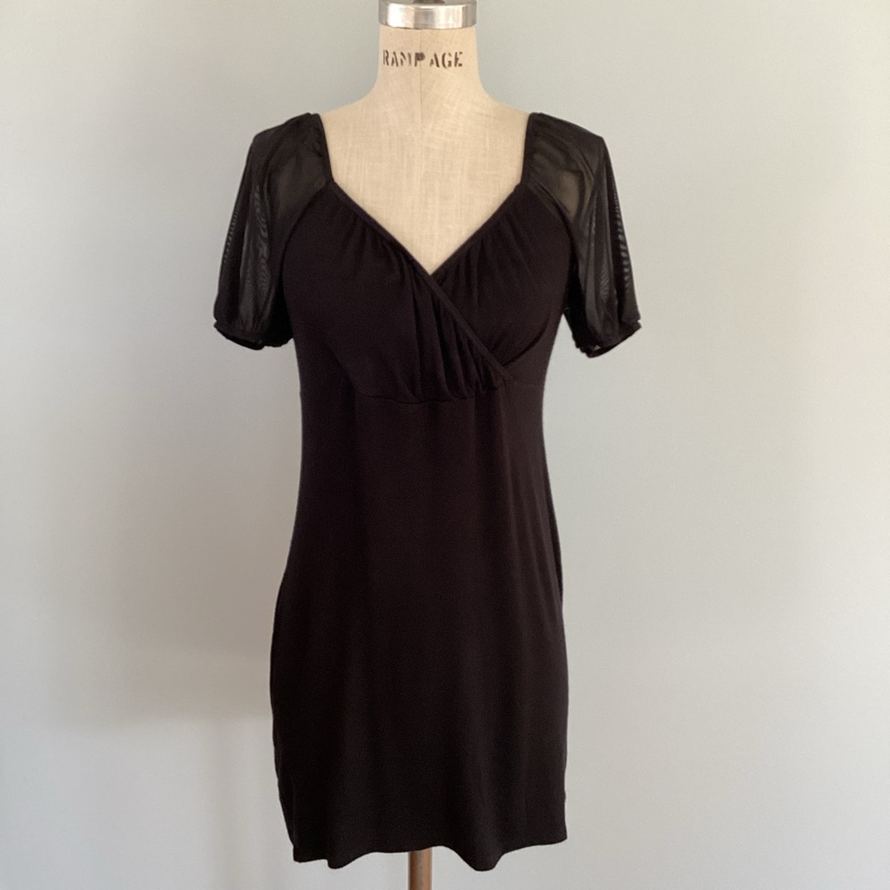 Missguided Short Mesh Sleeve Black Mini Dress Size 12